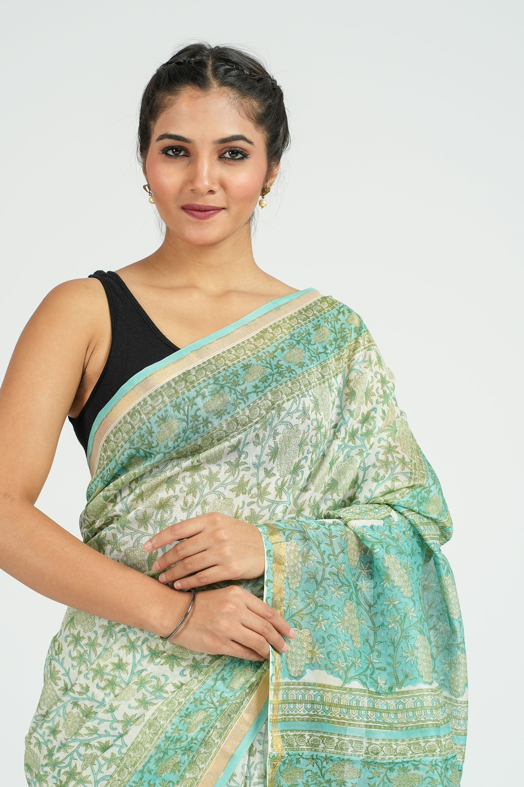 Green Chanderi Silk Saree