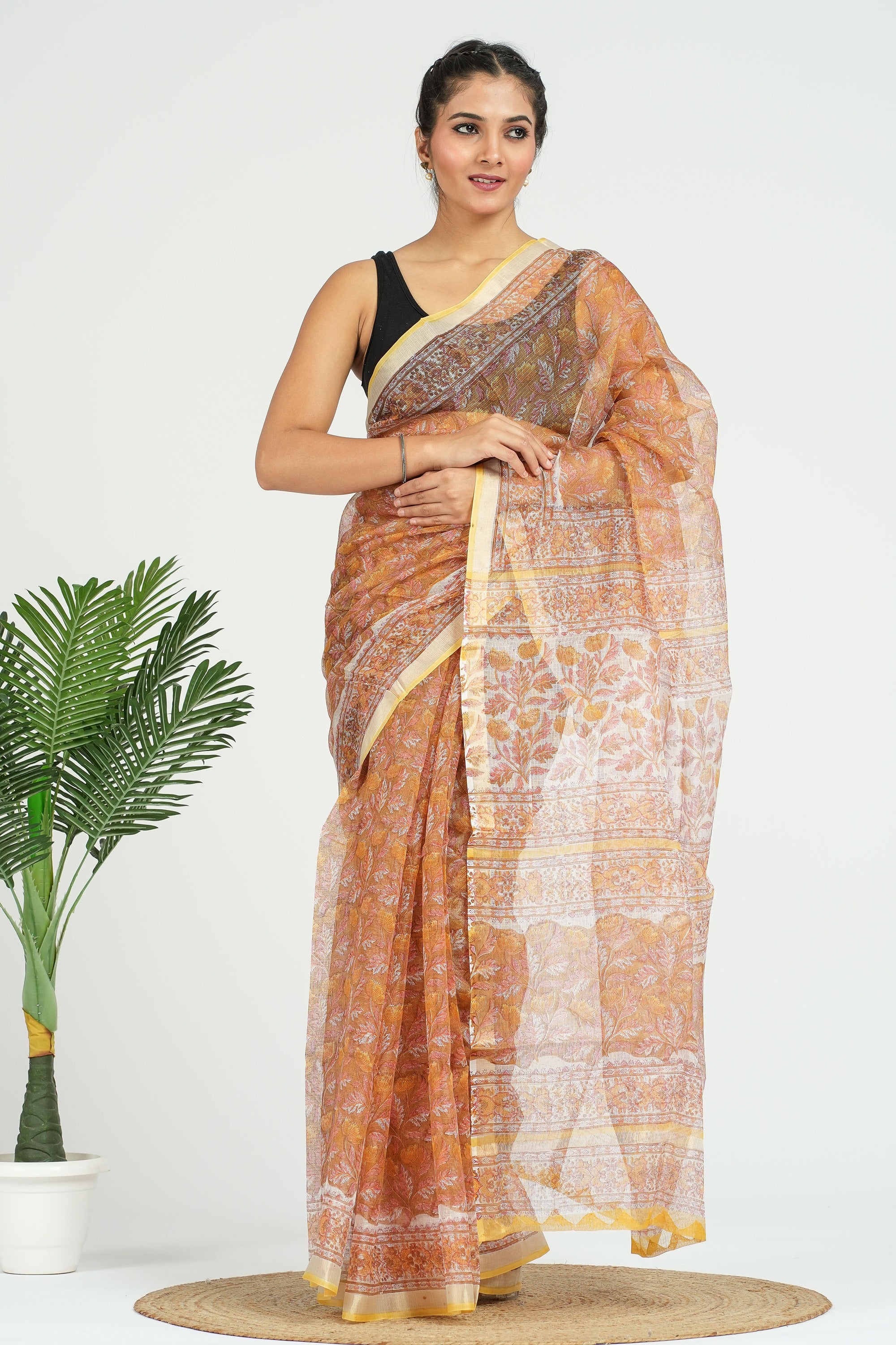 Bronze Kota Doria Saree