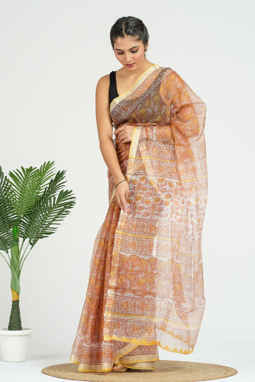 Bronze Kota Doria Saree