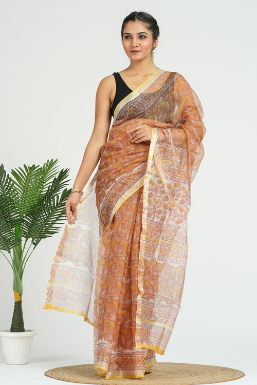 Bronze Kota Doria Saree
