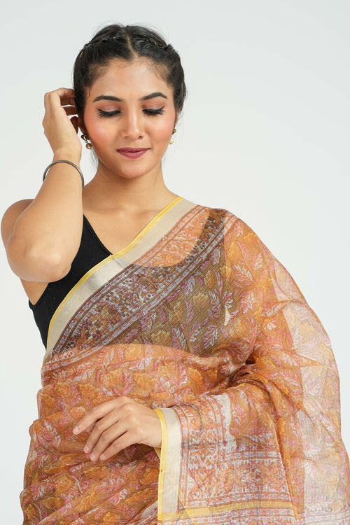 Bronze Kota Doria Saree