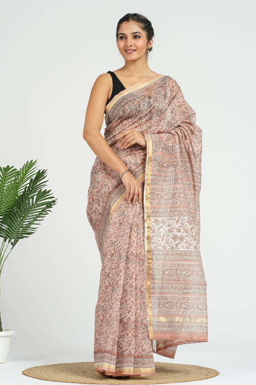Brown Chanderi Silk Saree