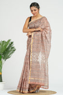 Brown Chanderi Silk Saree