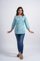 Block Printed Cotton Short Kurti