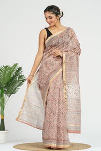 Brown Chanderi Silk Saree