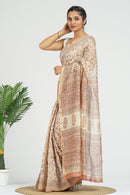 Beige Chanderi Silk Saree