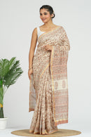 Beige Chanderi Silk Saree