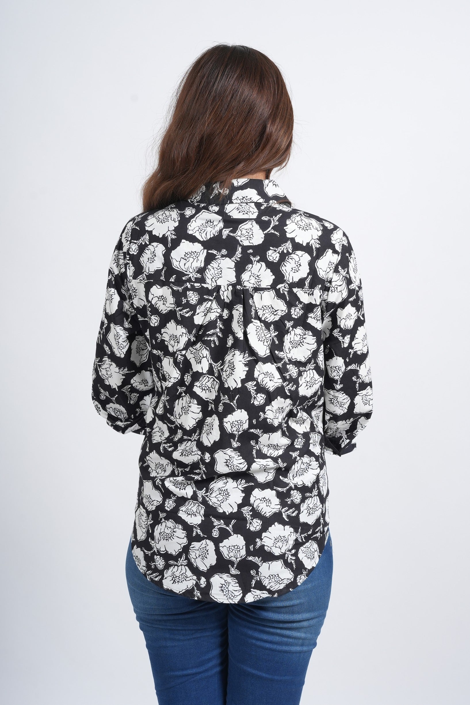 Midnight Petal Poplin Printed Shirt