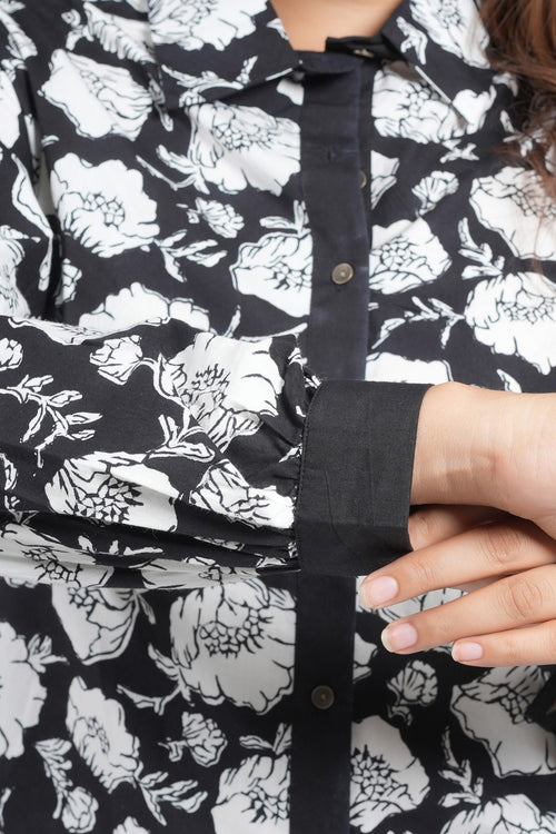 Block Printed Cotton Poplin Women's Shirt