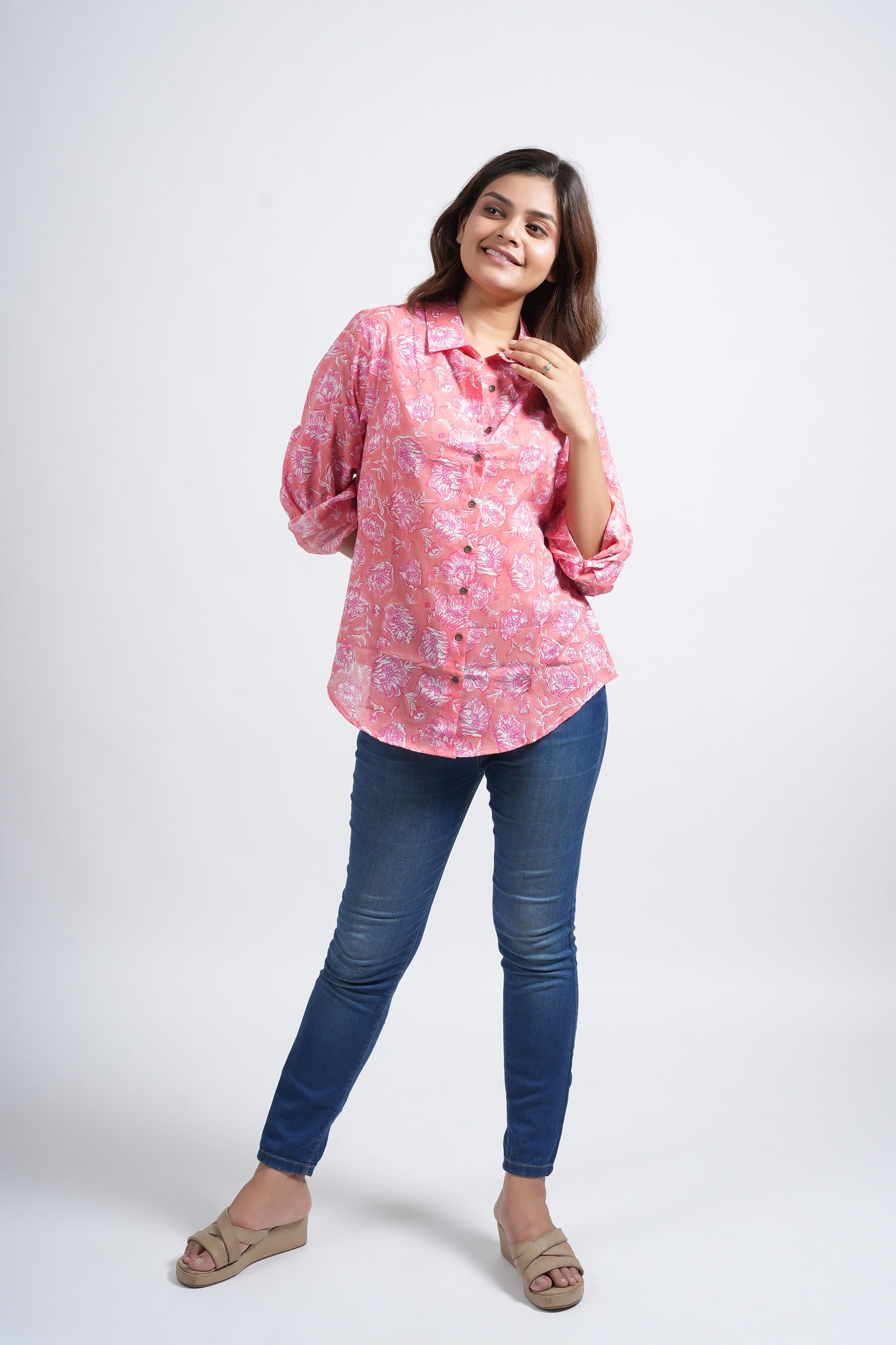 Block Printed Cotton Women's Shirt