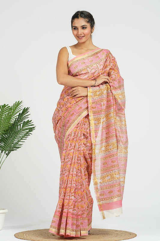 Dusty Rose Chanderi Silk Saree