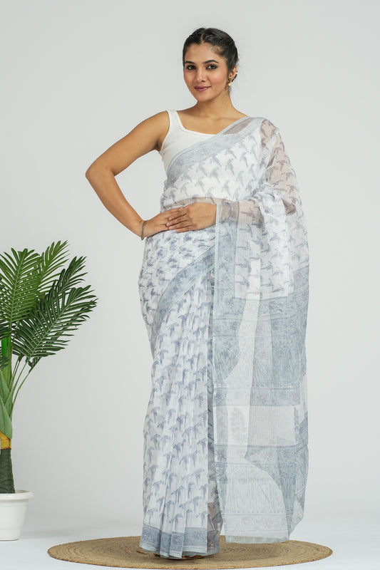 White Kota Doria Saree