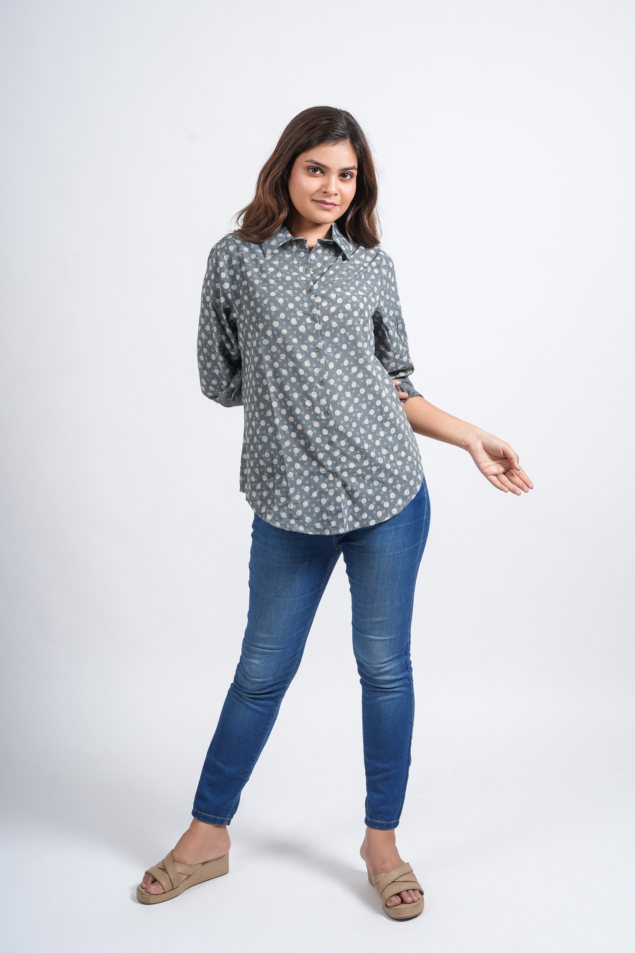 Block Printed Cotton Women's Shirt