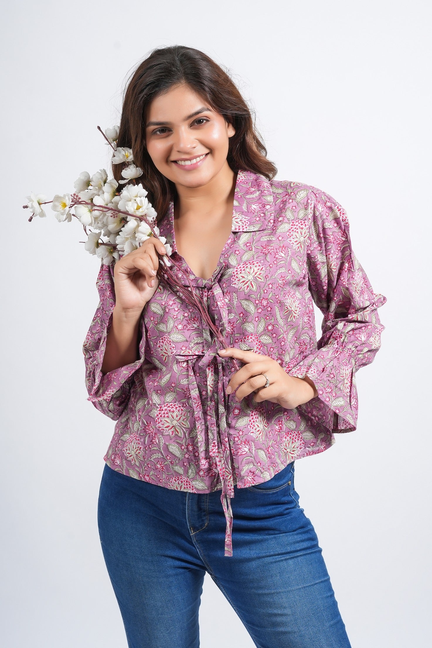 Orchid Grace Block Printed Short Top