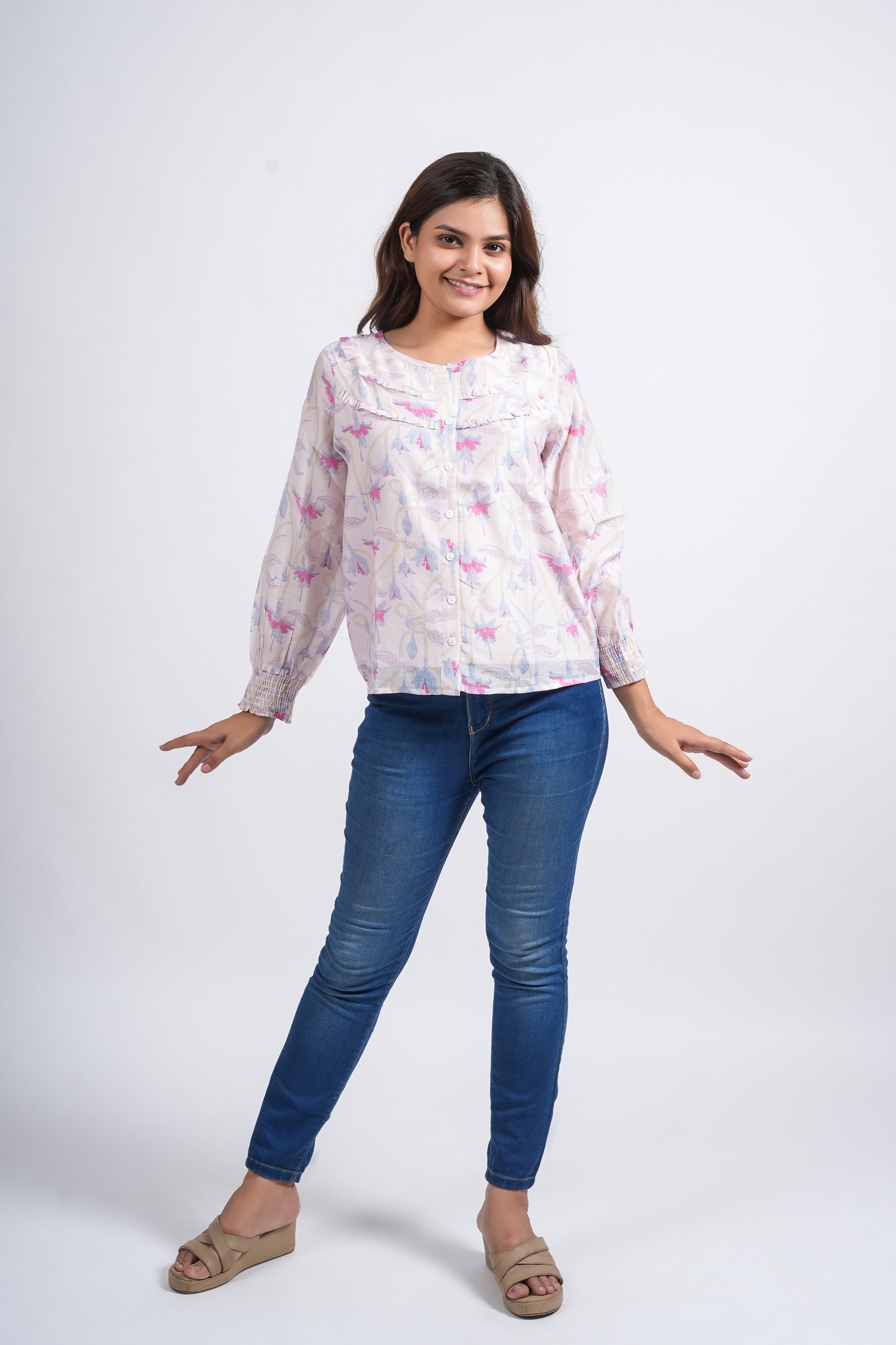 Lavender Dreamscape chanderi Top