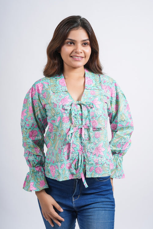 Women’s Cotton Block Printed Short Top