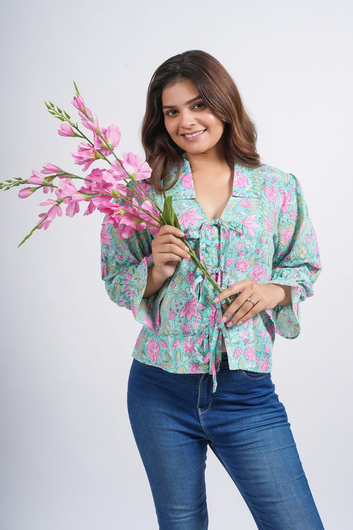 Women’s Cotton Block Printed Short Top
