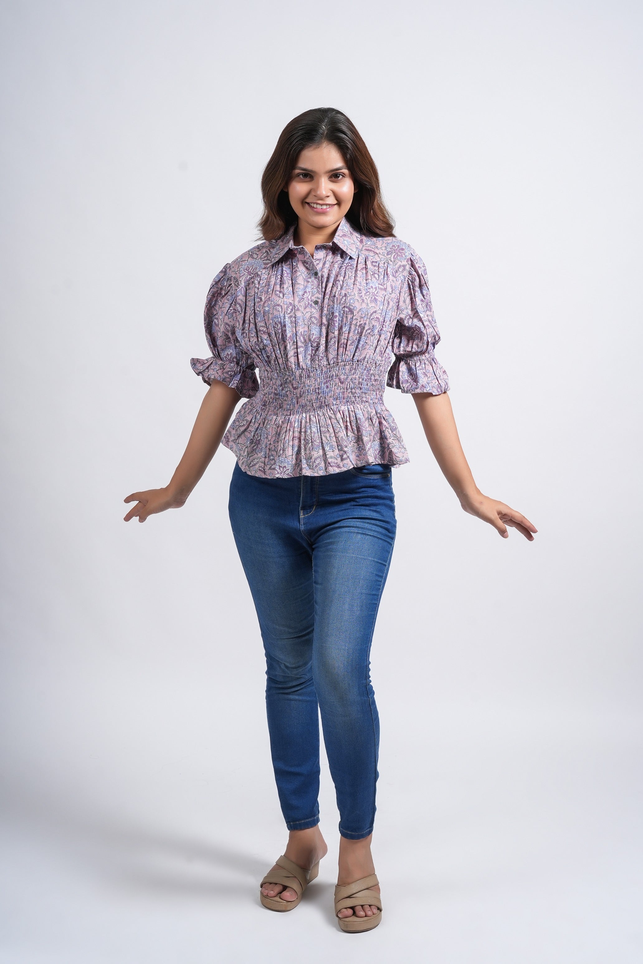 Lavender Meadow Smocked Peplum Top