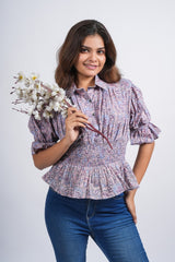 Lavender Meadow Smocked Peplum Top
