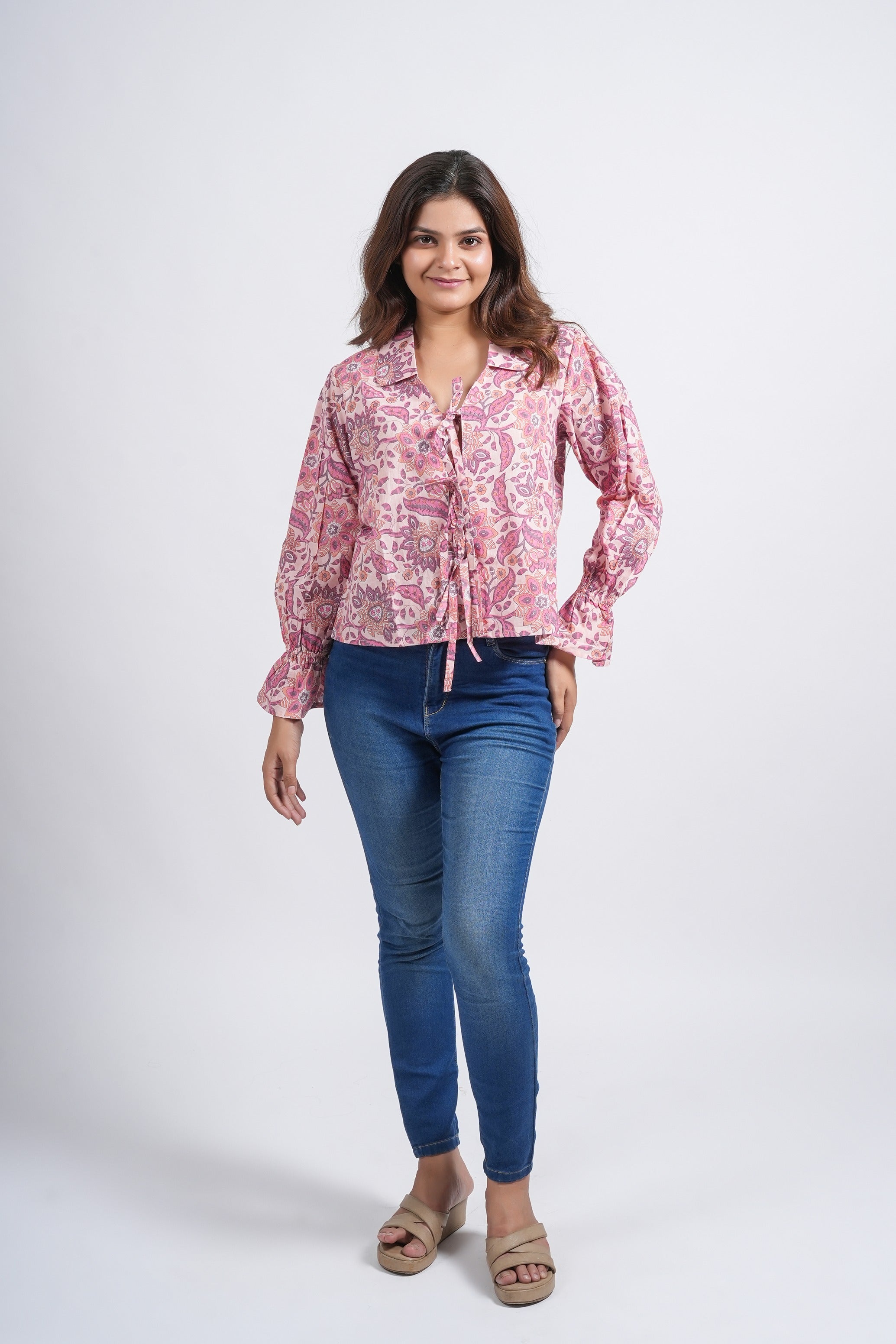 Pink Mirage Block Printed Short Top