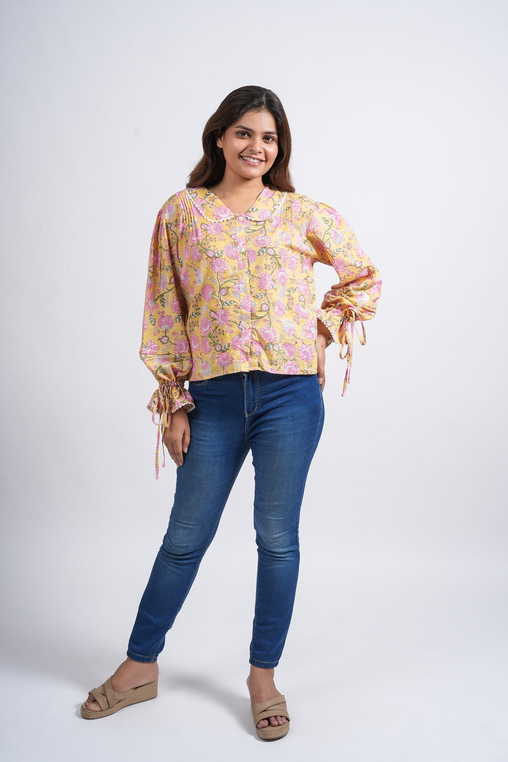 Lace Block Printed Cotton Short Top