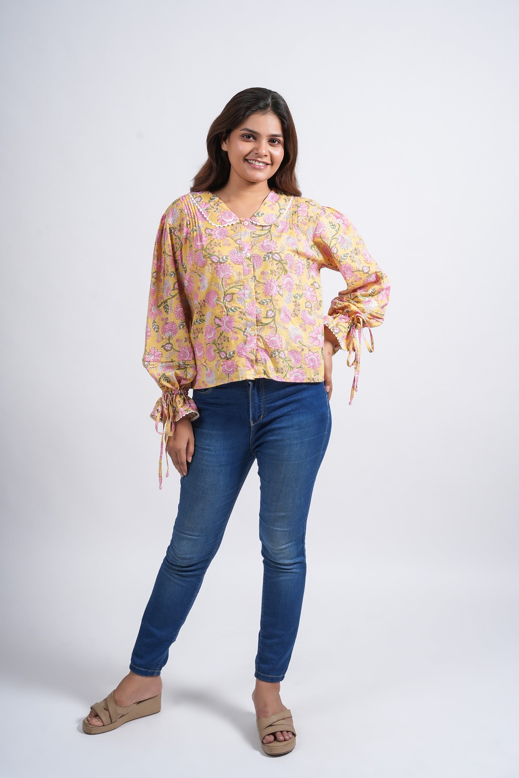 Lace Block Printed Cotton Short Top