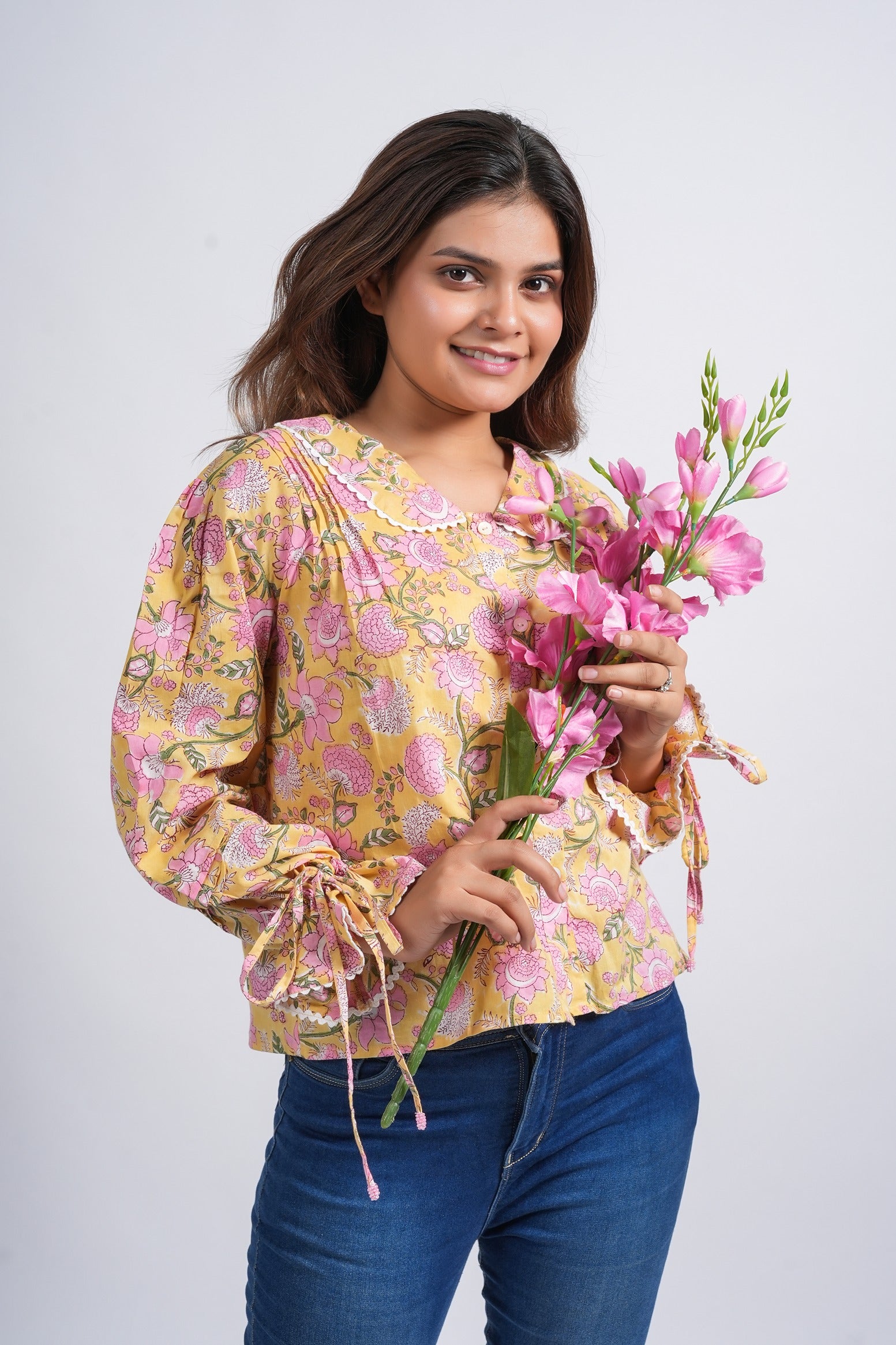 Lace Block Printed Cotton Short Top