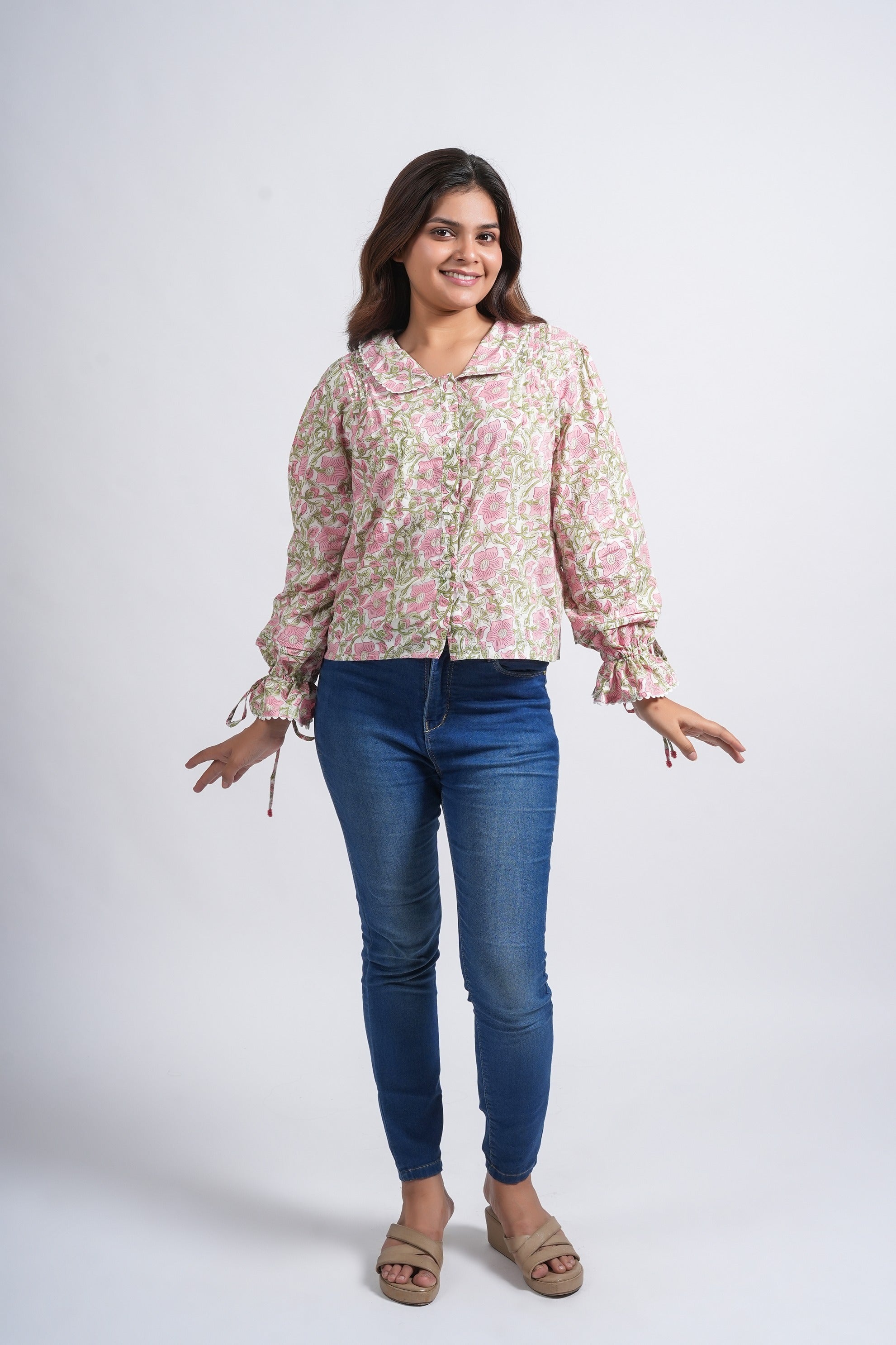 Lace Block Printed Cotton Short Top