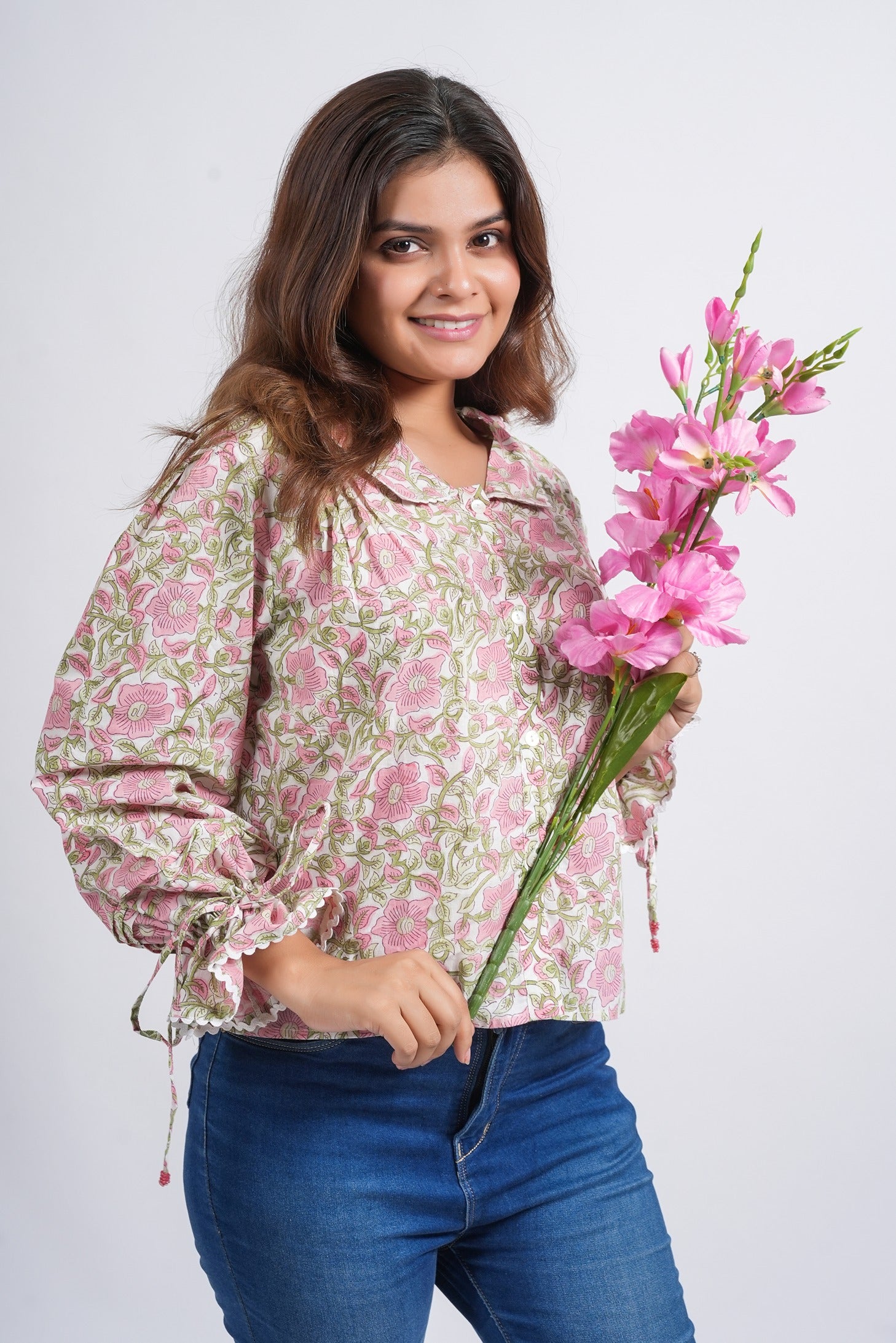 Lace Block Printed Cotton Short Top