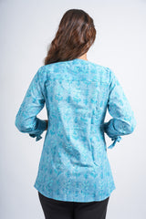 Sky Petal Block Printed Short Top