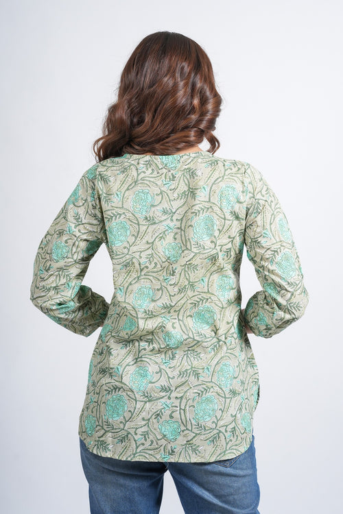 Block Printed Cotton Short Kurti