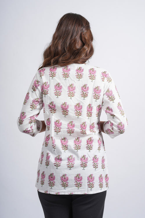 Rosette Charm Cotton Short Top
