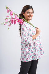 Cotton Candy Flora Block Printed Top