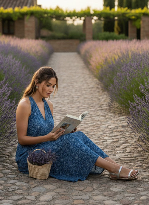 Azure Whirl Satin Dress