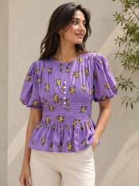 Pineapple Smocked Cotton Top