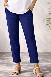 Navy Blue Narrow Leg Cotton Pants