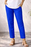 Blue Wide Leg Cotton Pants