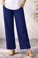Navy Blue Wide Leg Cotton Pants
