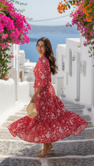 Crimson Reverie Cotton Dress