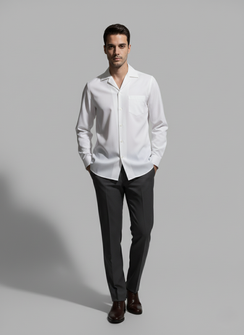 Cotton Poplin Full Sleeve White Shirt