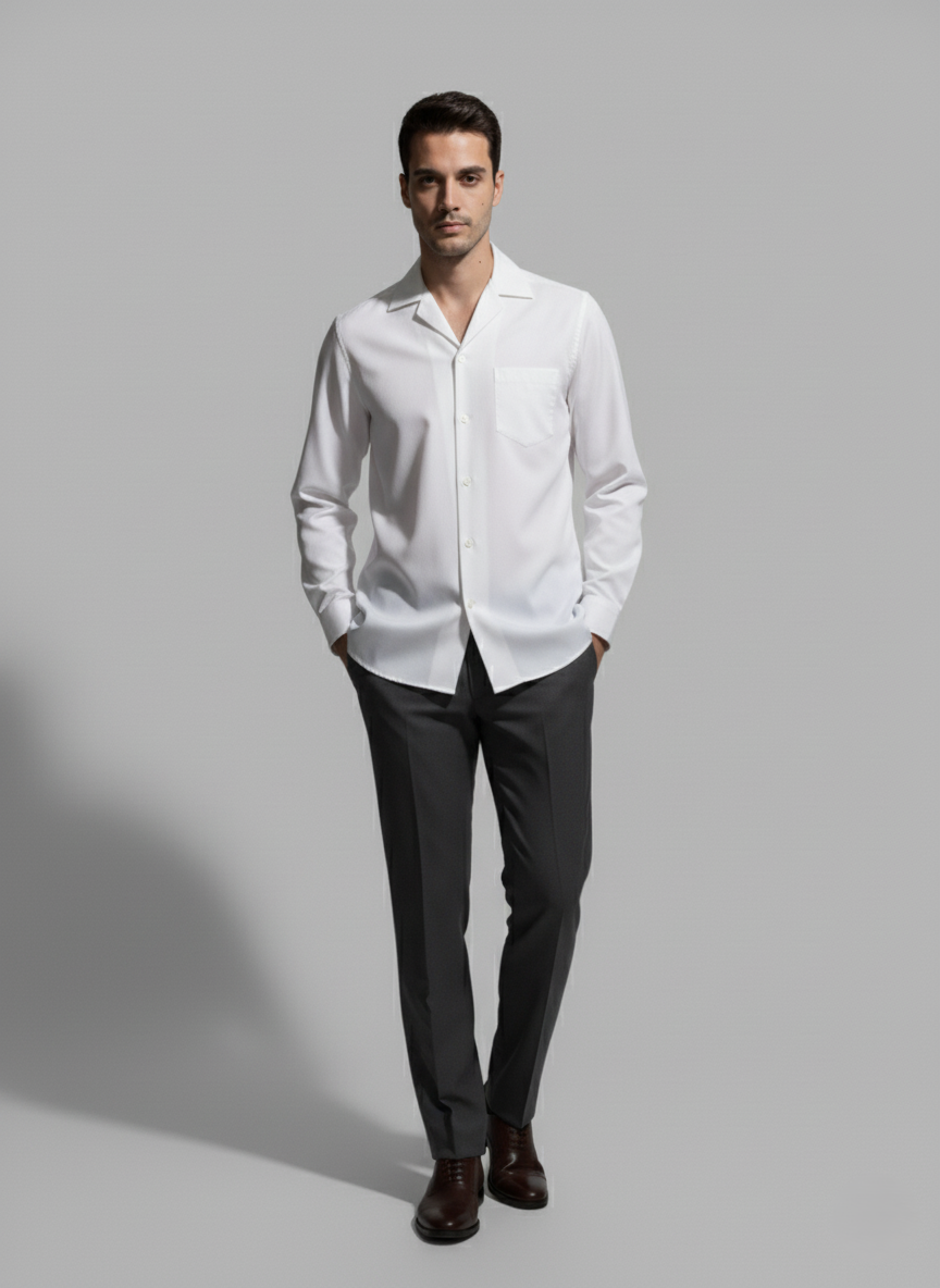 Cotton Poplin Full Sleeve White Shirt