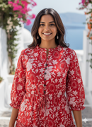 Crimson Reverie Cotton Dress