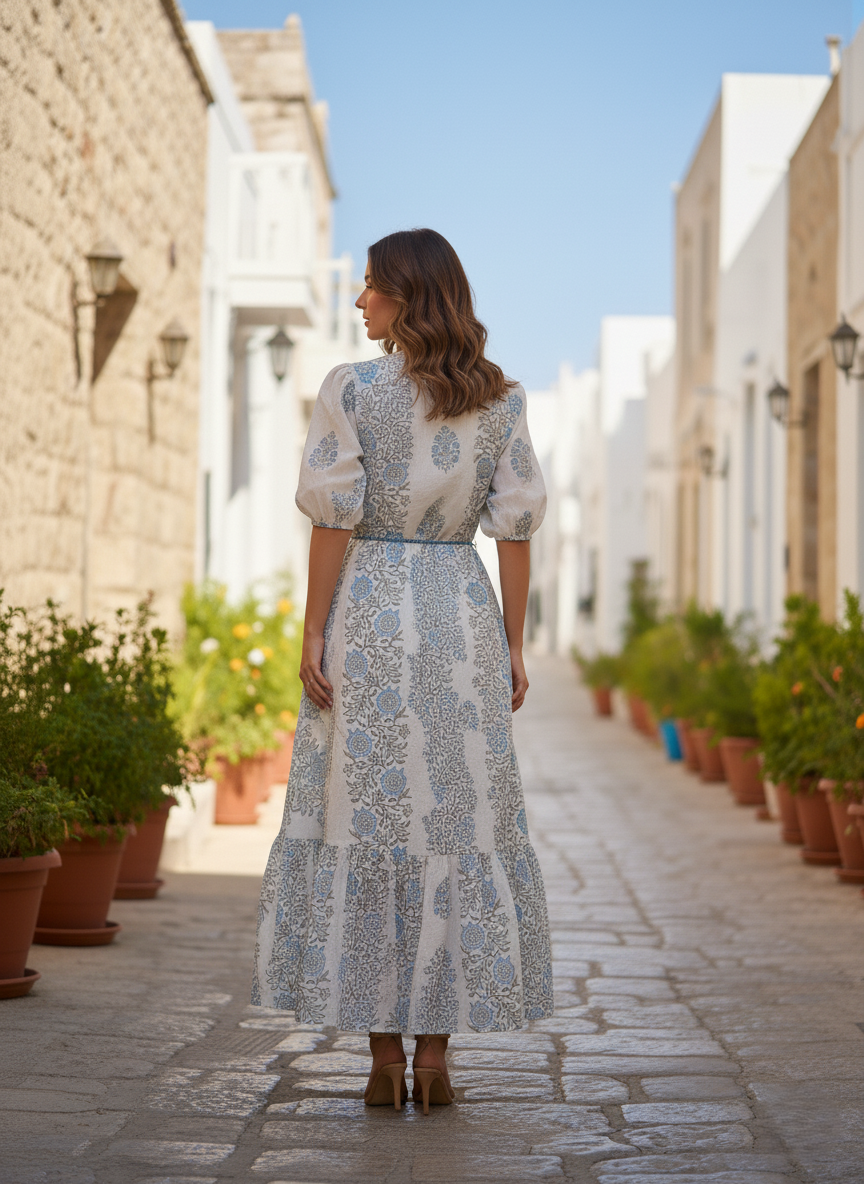 Serene Petals Chanderi Dress