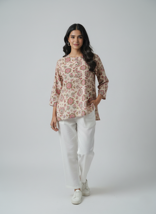 Block Printed Cotton Short Kurti