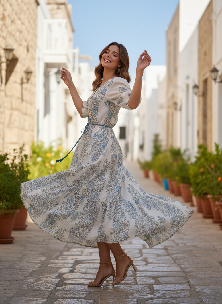 Serene Petals Chanderi Dress