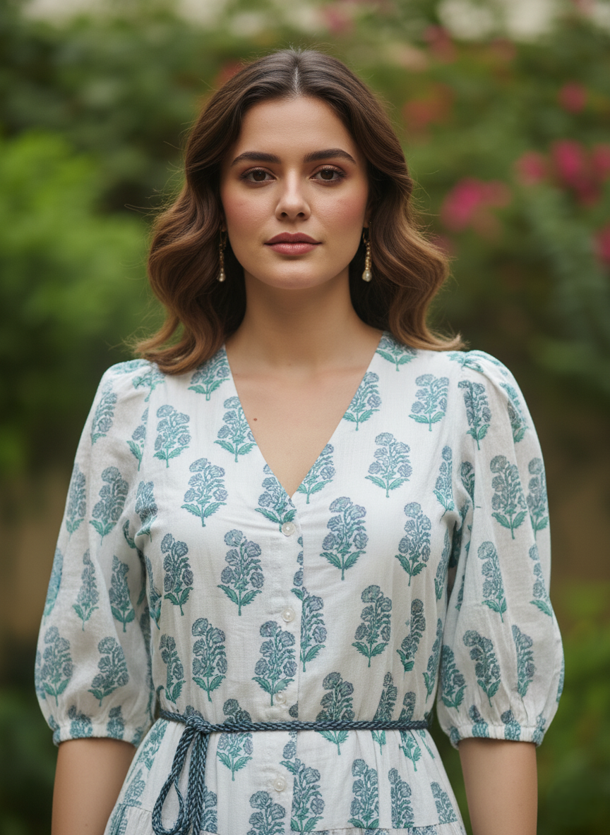 Tranquil Flora Cotton Dress