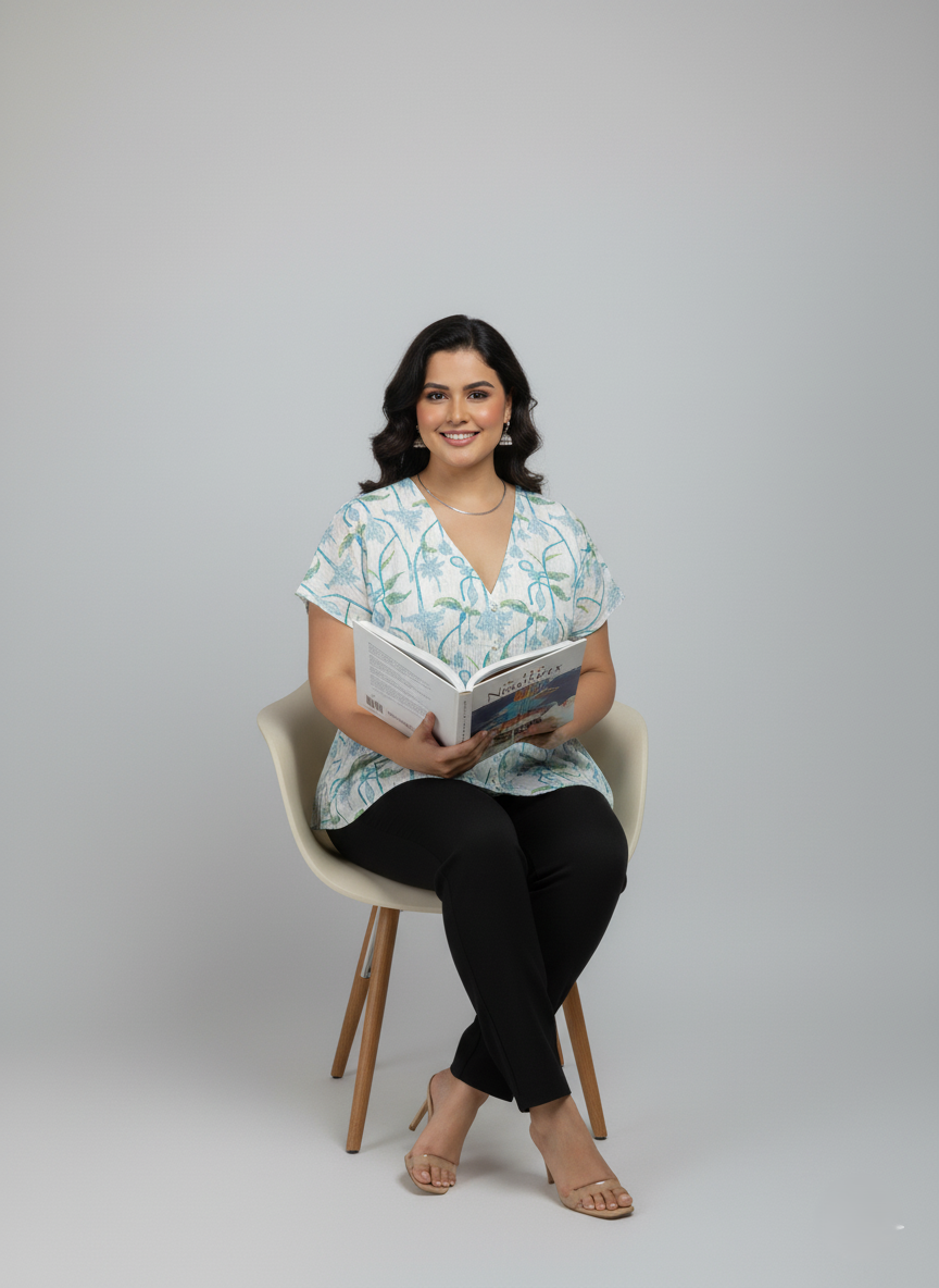 Block Printed Chanderi Silk Short Top