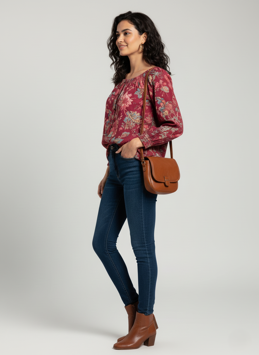 Crimson Printed Short Top