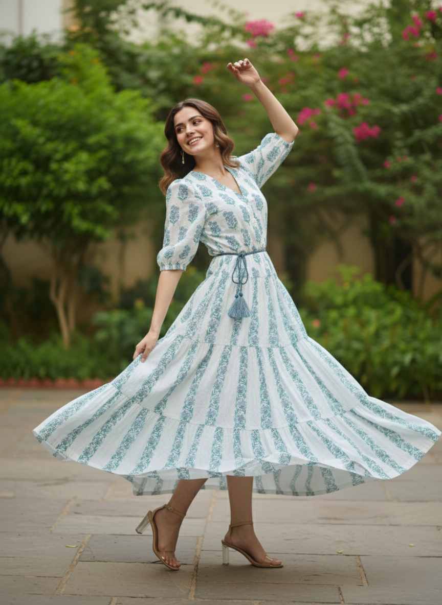 Tranquil Flora Cotton Dress