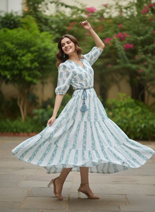 Tranquil Flora Cotton Dress